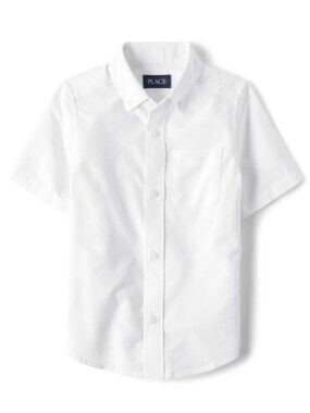 The Children's Place Boys Uniform Short Sleeve Woven Button Up Shirt Large